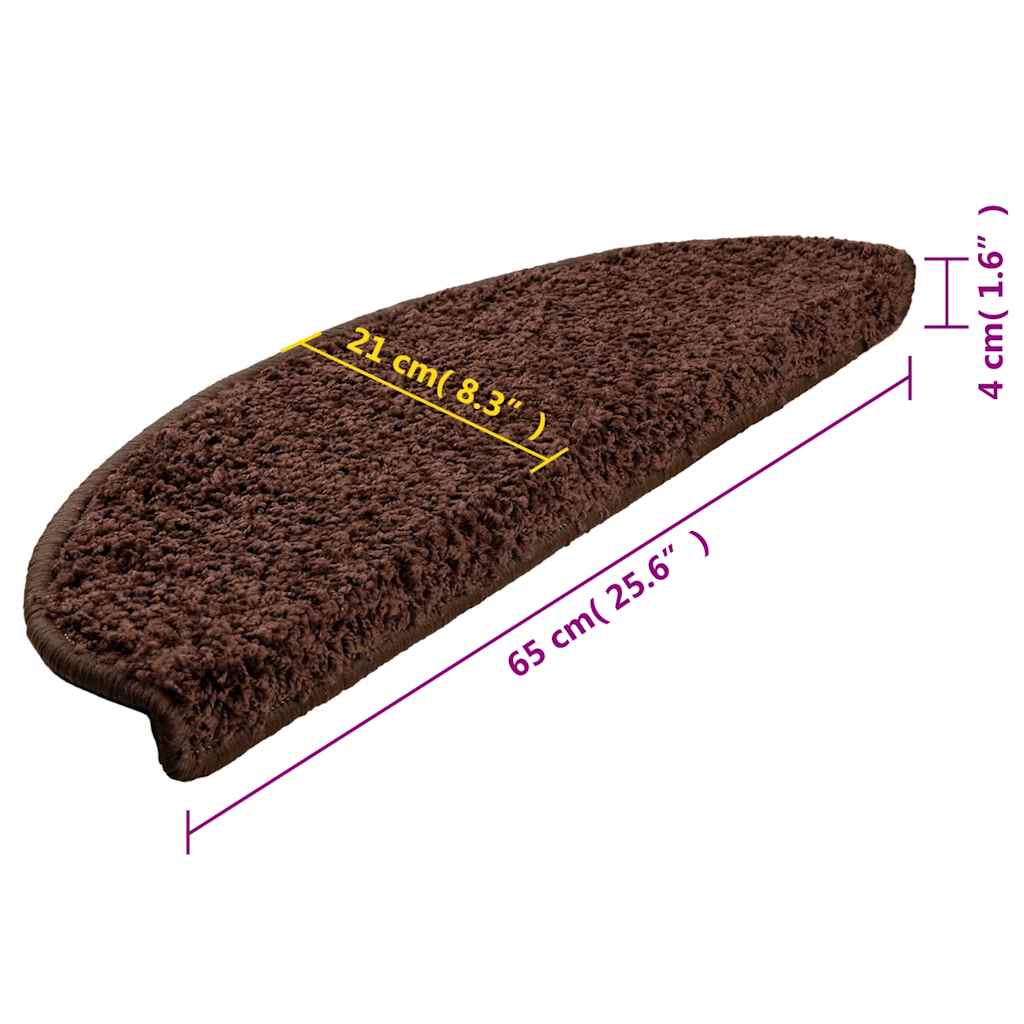 Stair Mats 15 pcs 65x21x4 cm Brown Half Round Large