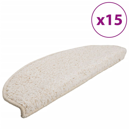 Stair Mats 15 pcs 65x21x4 cm White Half Round Large