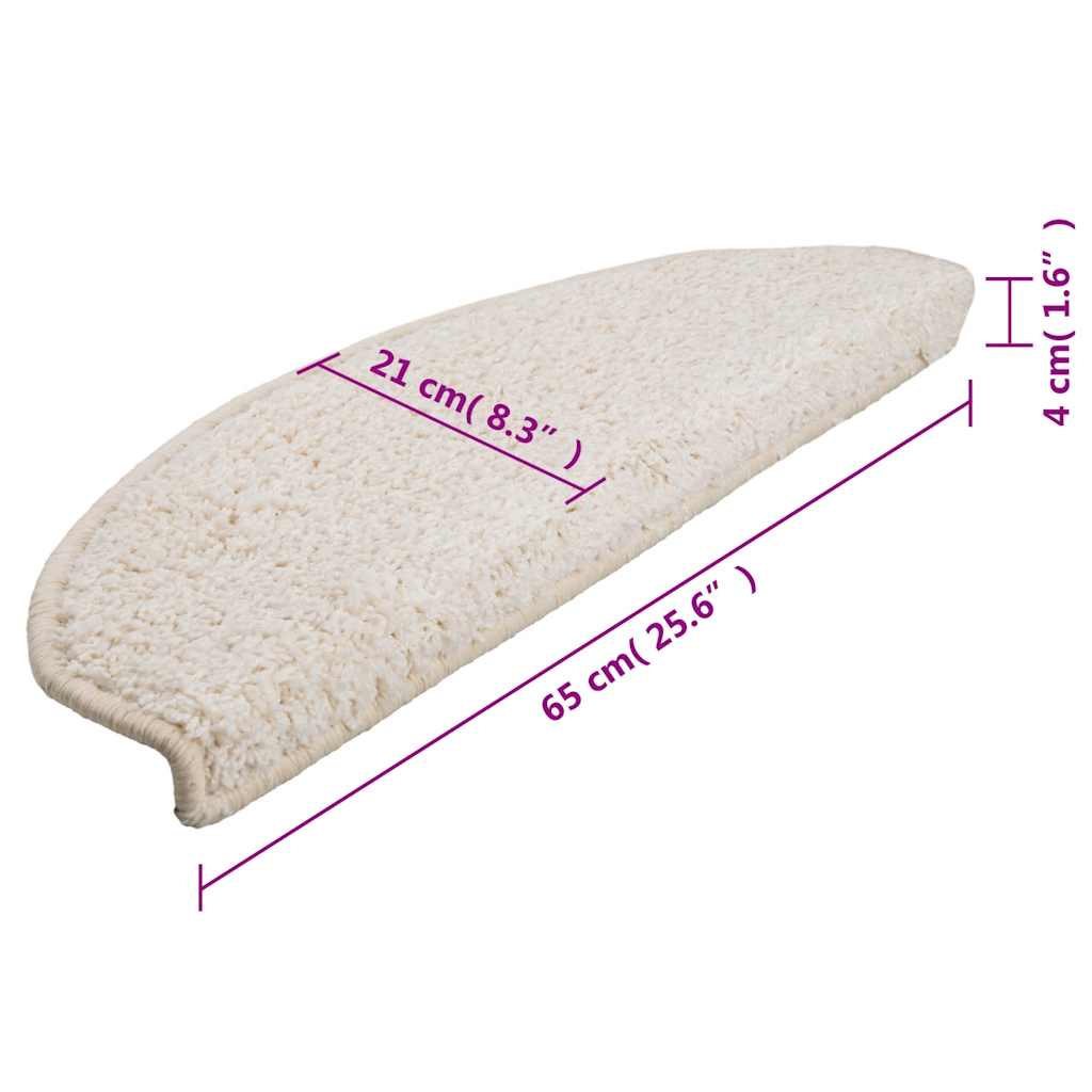 Stair Mats 15 pcs 65x21x4 cm White Half Round Large