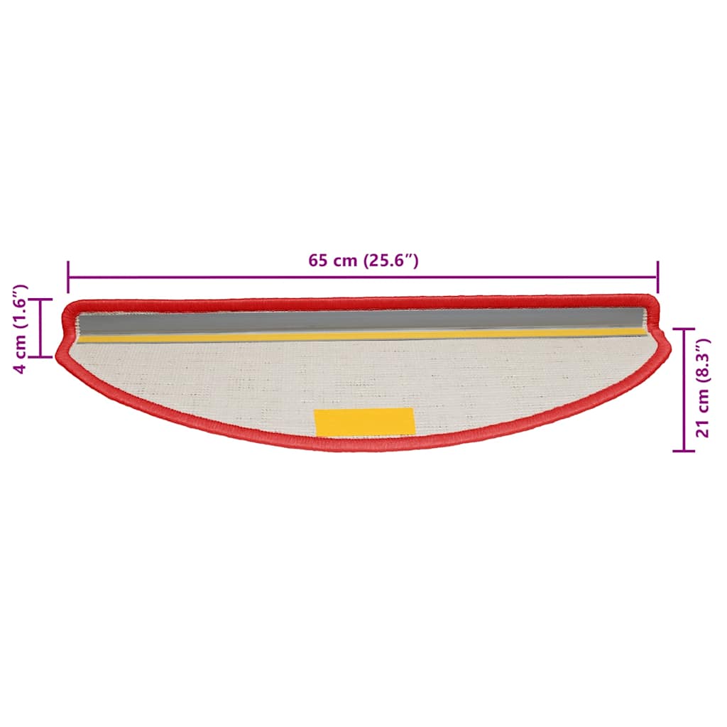 Stair Mats 15 pcs 65x21x4 cm Red Half Round Large