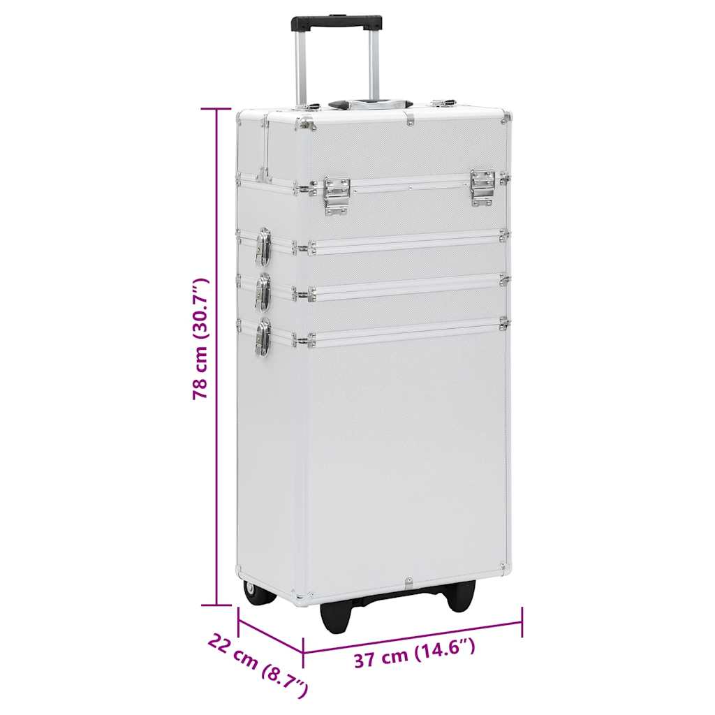 91814 vidaXL Make-up Trolley Aluminium Silver