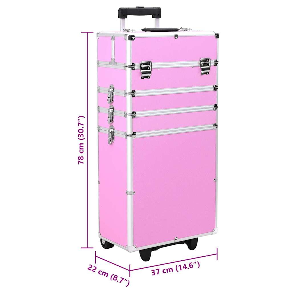 91816 vidaXL Make-up Trolley Aluminium Pink