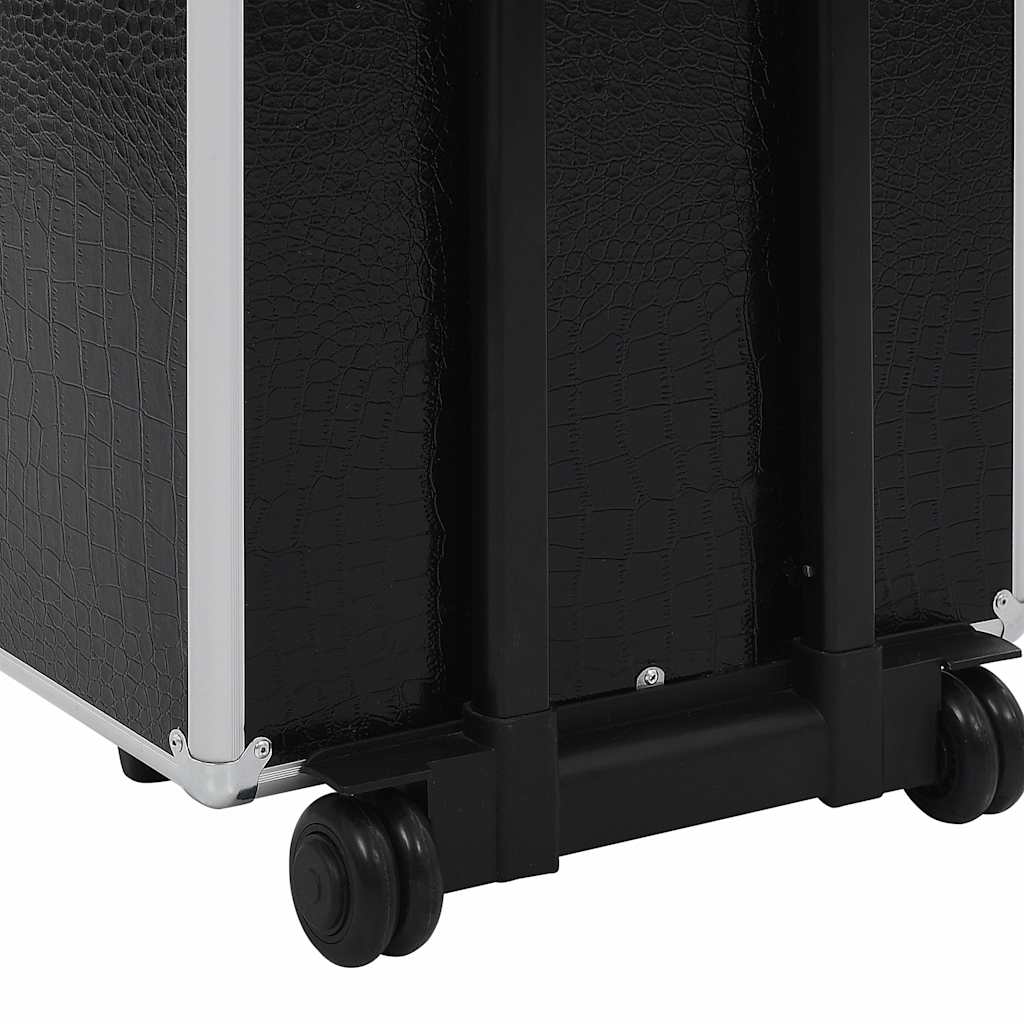 91817 vidaXL Make-up Trolley Aluminium Black with Crocodile Pattern