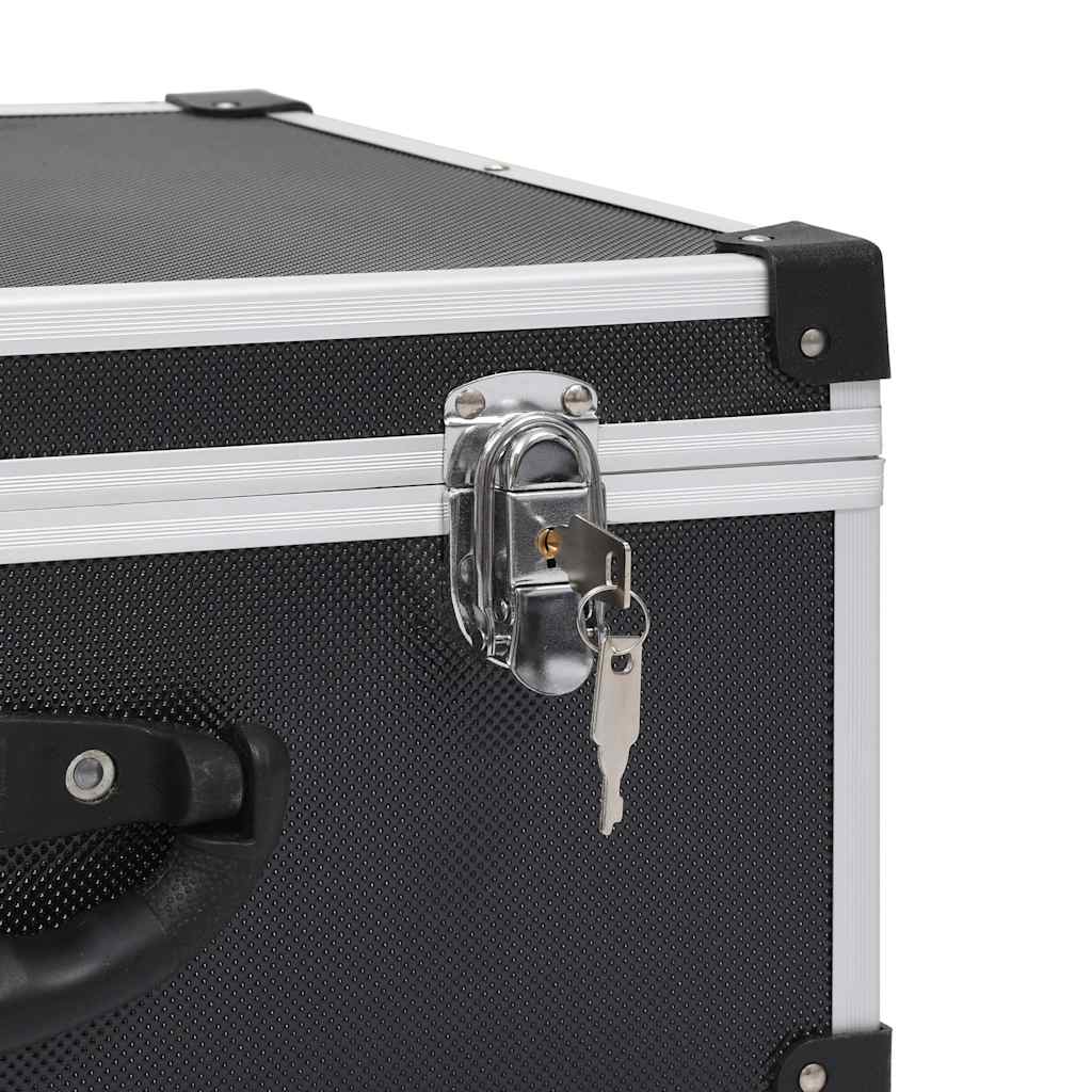 91857 vidaXL CD Case for 60 CDs Aluminium ABS Black