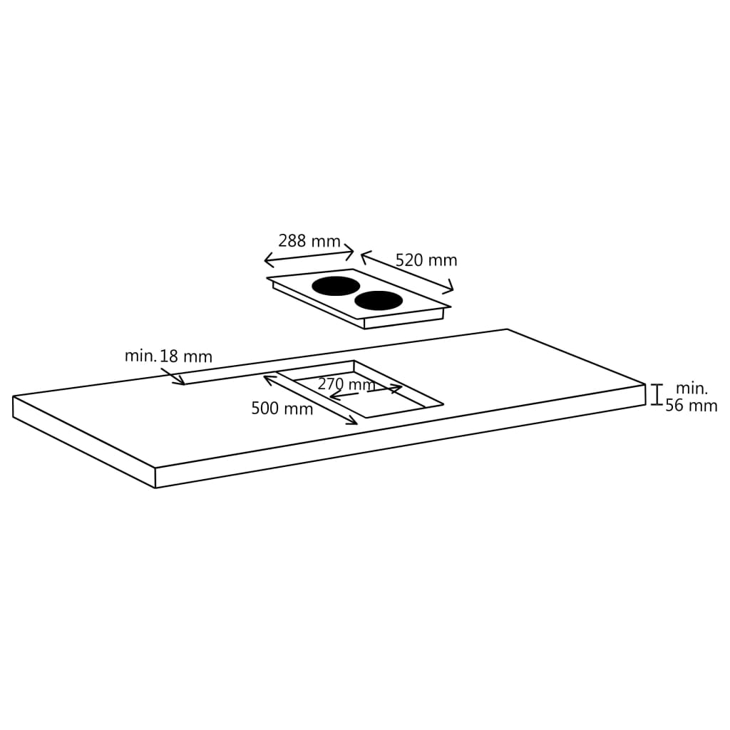 Induction Hob with 2 Burners Touch Control Glass 3500 W