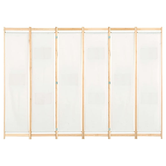 6-Panel Room Divider Cream 240x170x4 cm Fabric