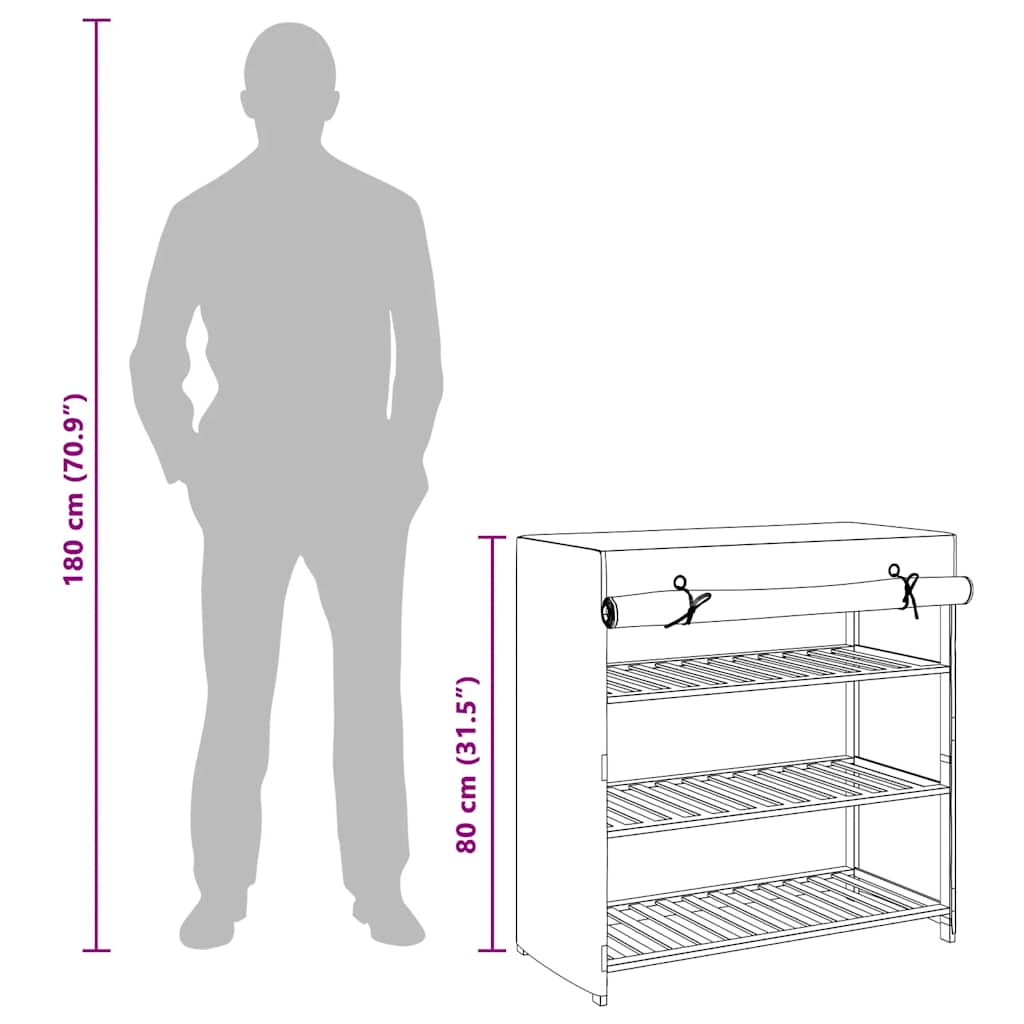 Shoe Cabinet | White | Fabric and solid fir wood | Medium | Lightweight