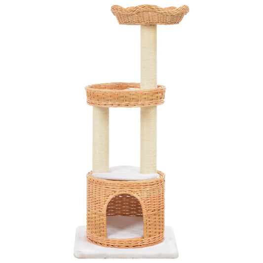 Cat Tree | Natural | Willow, Soft Plush, Sisal Rope | Removable Covers