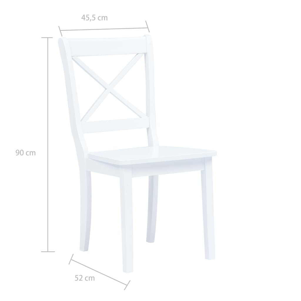 Dining Chair | Set of 4 | White | Solid rubber wood | Standard