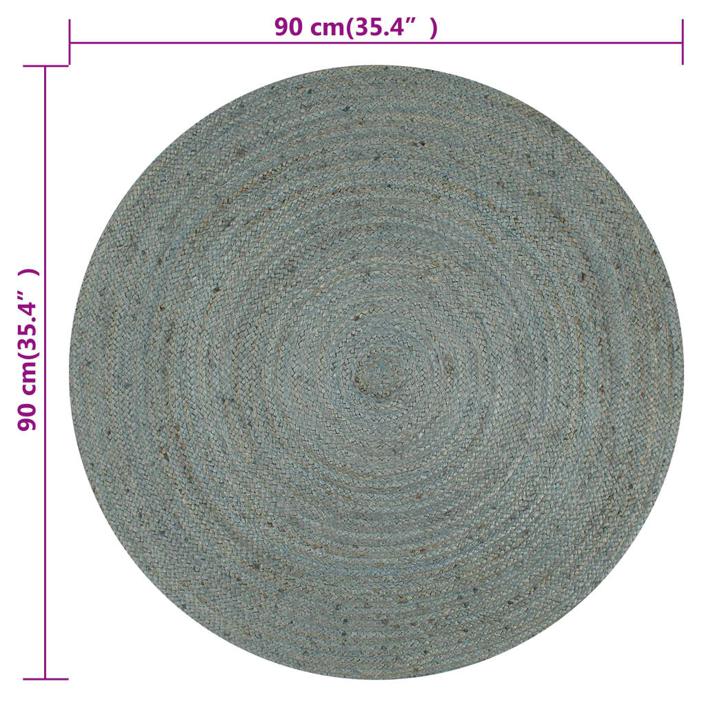Area Rug | Olive Green | Braided jute | 90 cm diameter | Durable