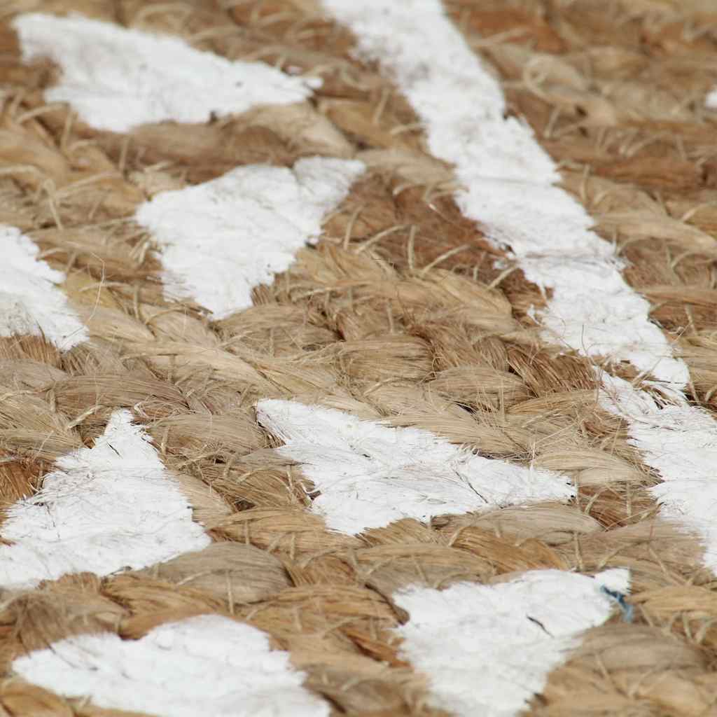 Area Rug | Natural and white | Braided jute | 150 cm Diameter | Pattern