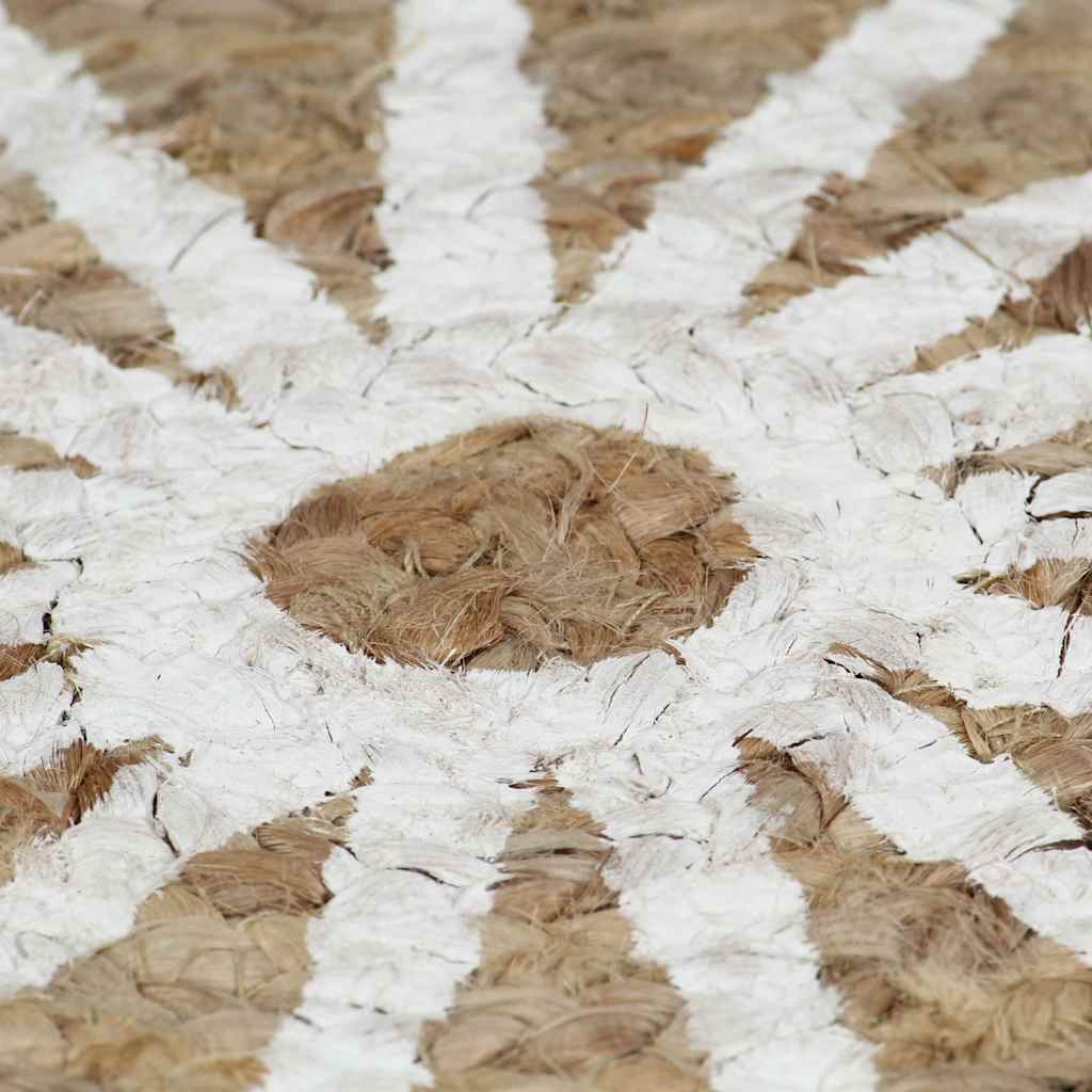 Area Rug | Natural and white | Braided jute | 90 cm diameter | Durable