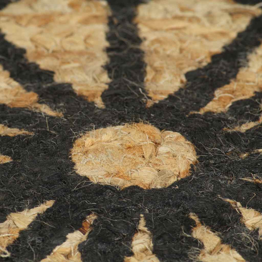 Handmade Rug Jute with Black Print 90 cm