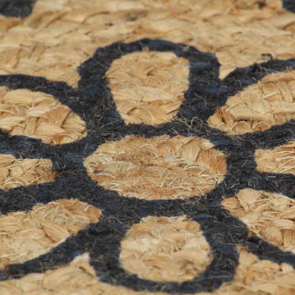 Area Rug | Natural and dark blue pattern | Braided Jute | Medium