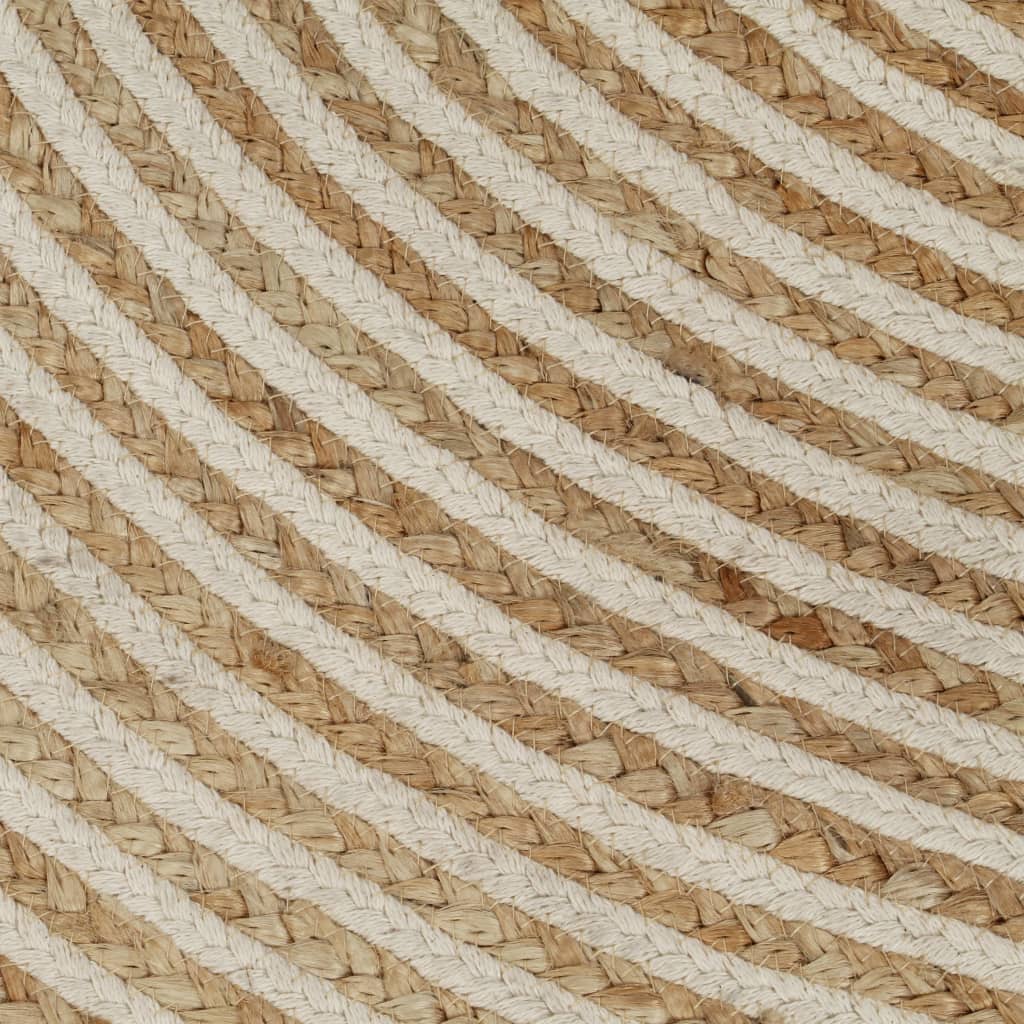 Area Rug | Natural and white | 50% Jute, 50% Cotton | 90 cm diameter