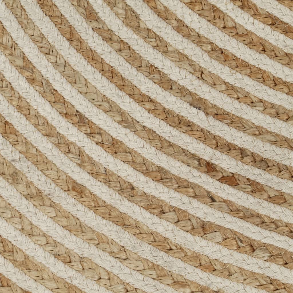 Area Rug | Natural and white | 50% jute, 50% cotton | 120 cm diameter