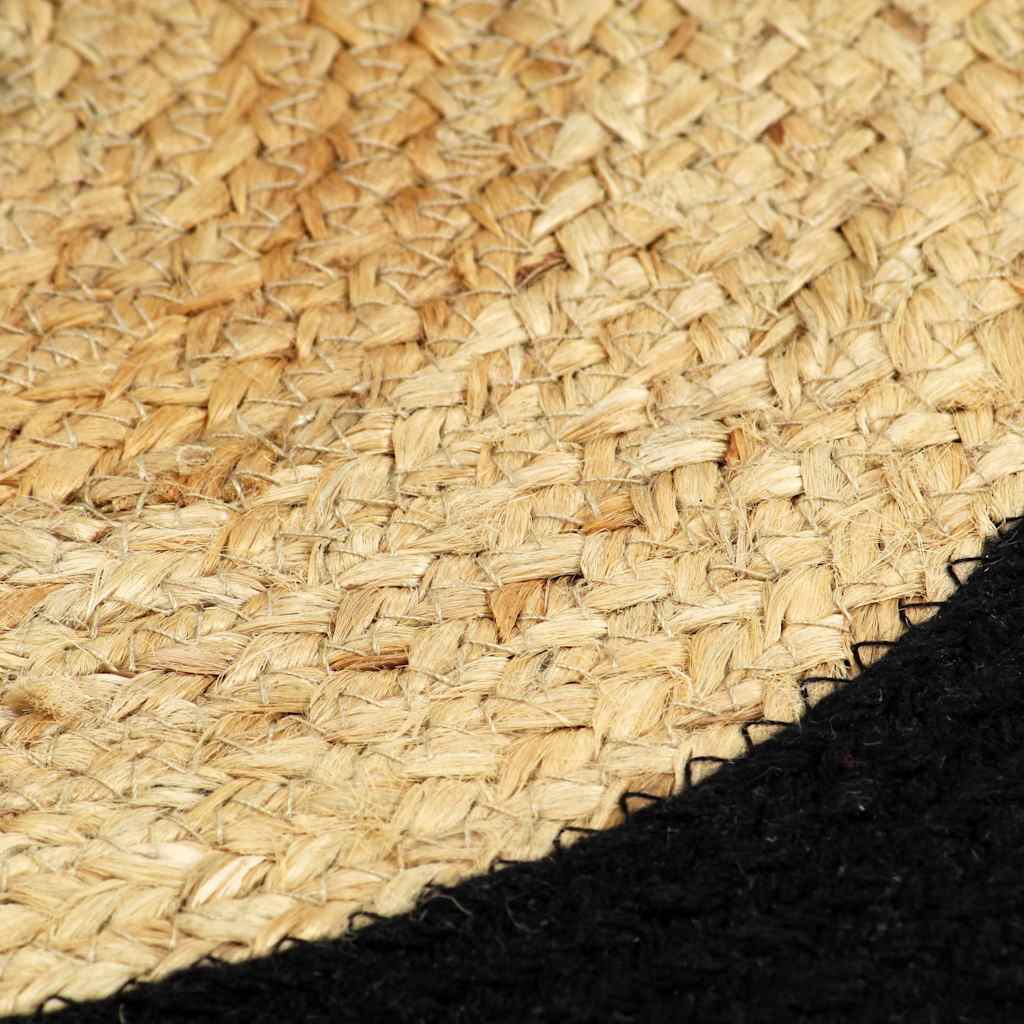 Placemat | Set of 6 | Natural and Black | 70% Jute, 30% Cotton | 38 cm