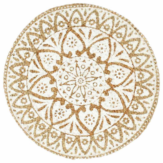 Placemat | Set of 6 | White | Jute | 38 cm diameter | Non-slip | Placemat