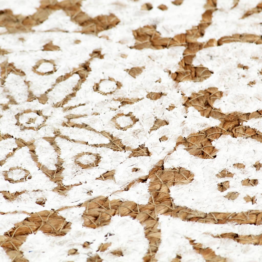 Placemat | Set of 6 | White | Jute | 38 cm diameter | Non-slip | Placemat