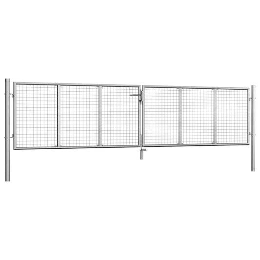 Garden Gate Galvanised Steel 400x75 cm Silver