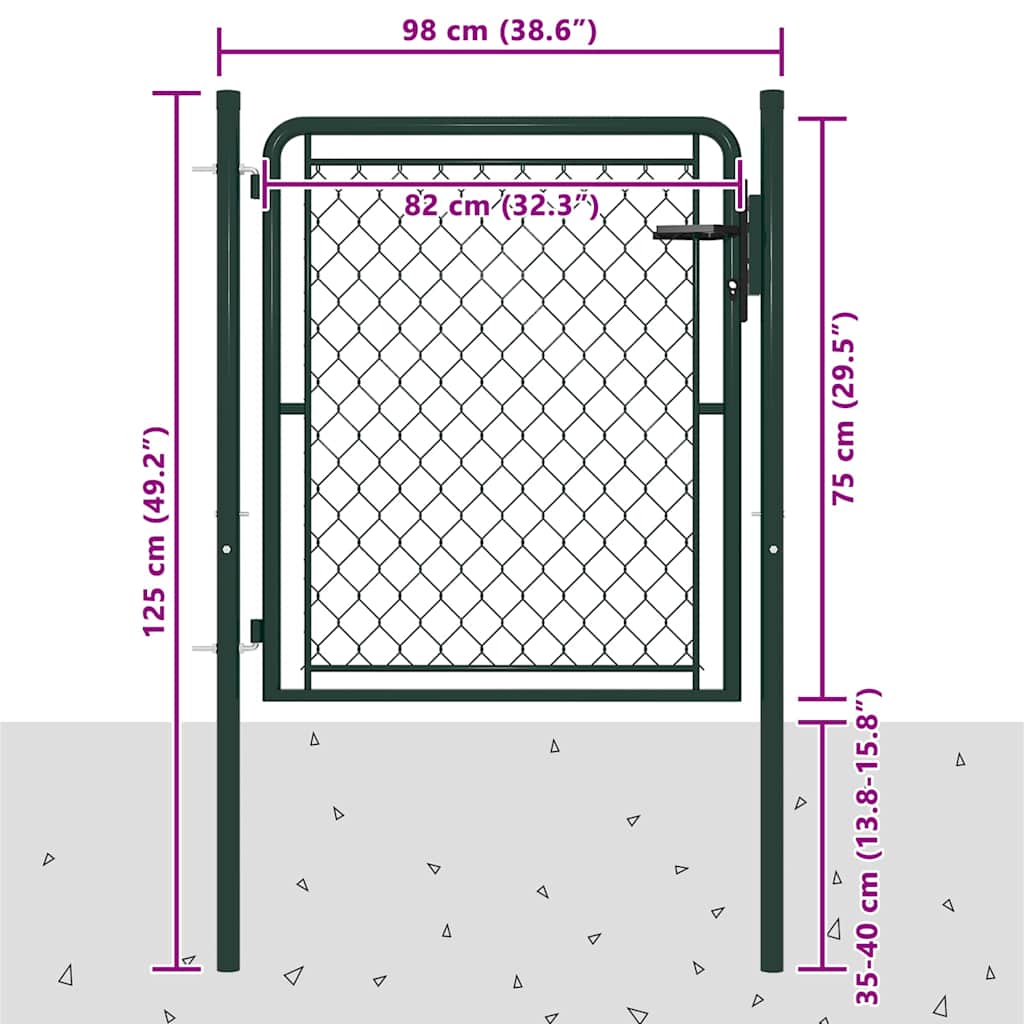 Garden Gate Steel 100x75 cm Green