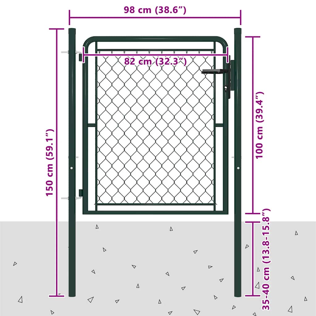 Garden Gate Steel 100x100 cm Green