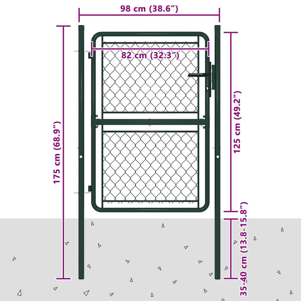 144404 vidaXL Garden Gate Steel 100x125 cm Green