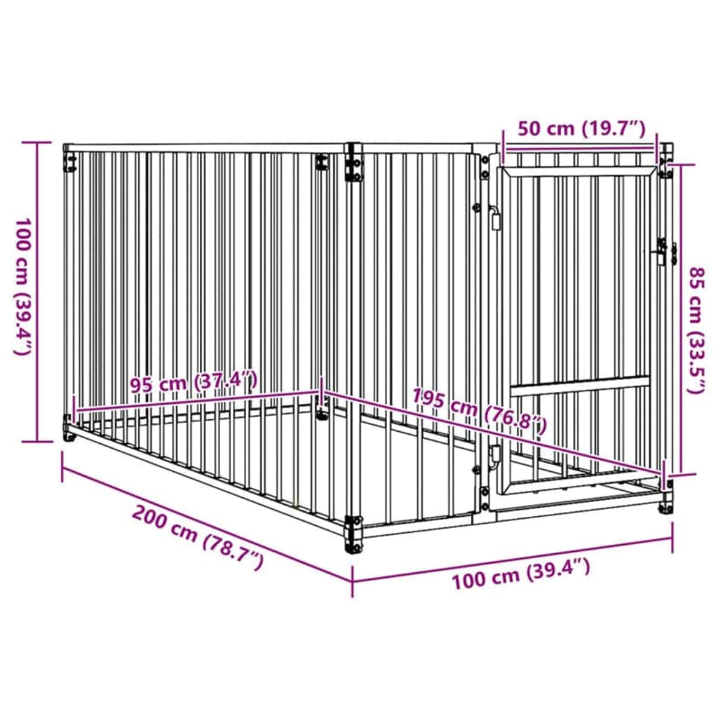 Outdoor Dog Kennel 100x200x100 cm