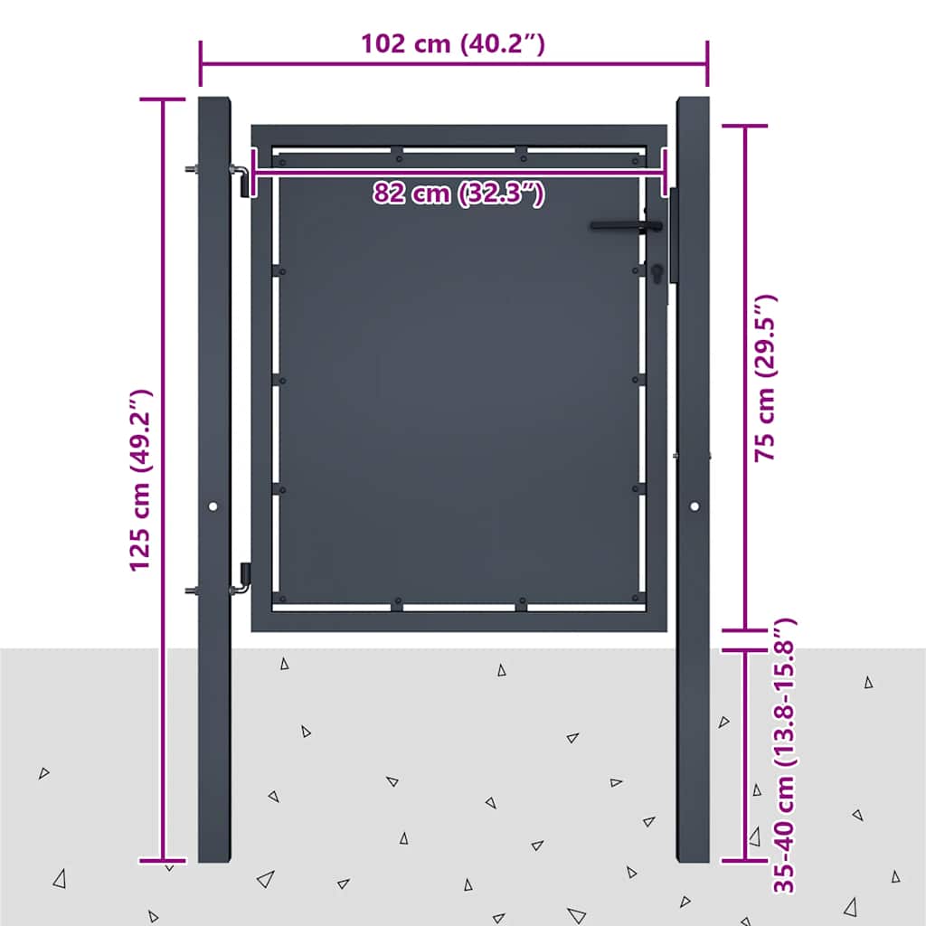 Garden Gate Steel 100x75 cm Anthracite