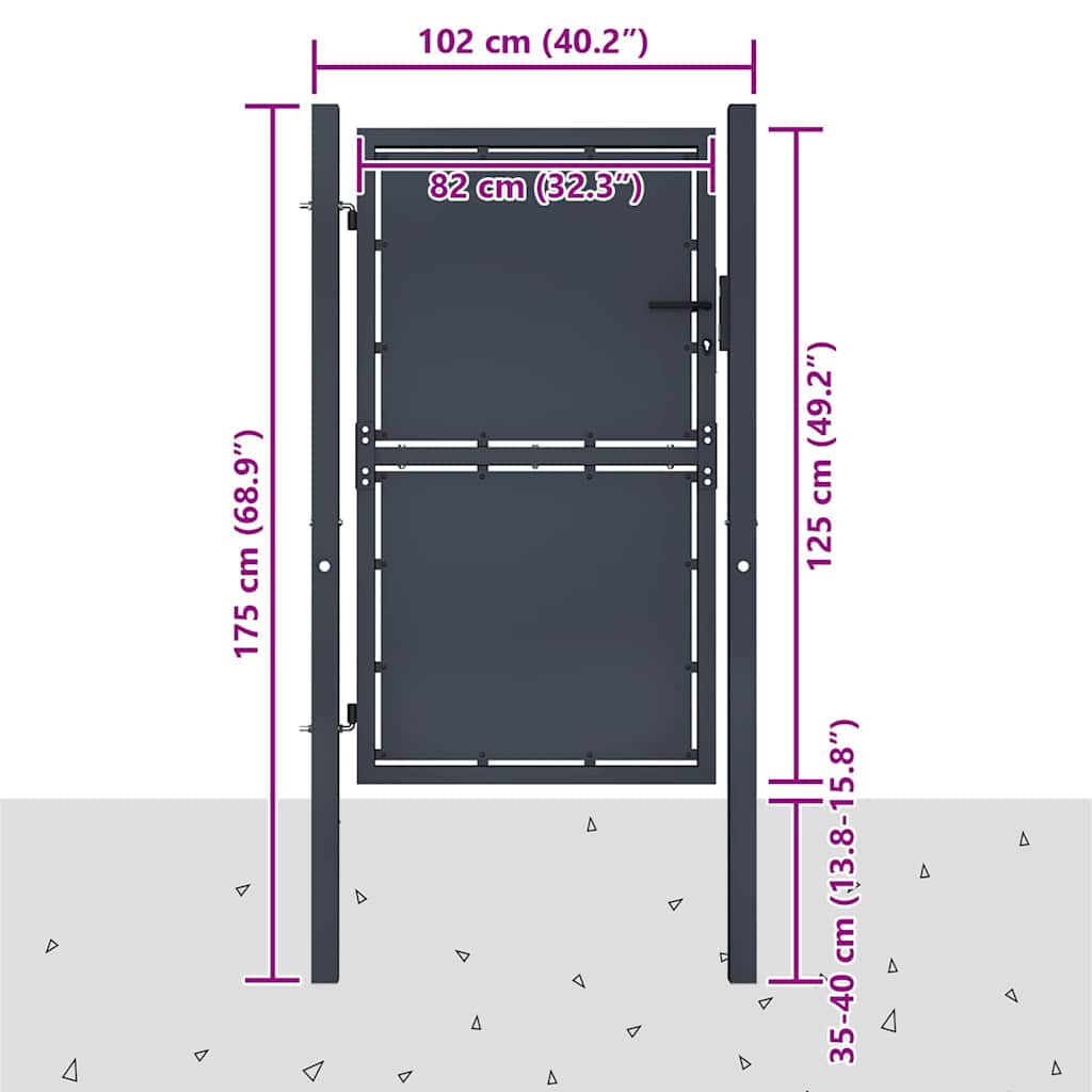 Garden Gate Steel 100x125 cm Anthracite