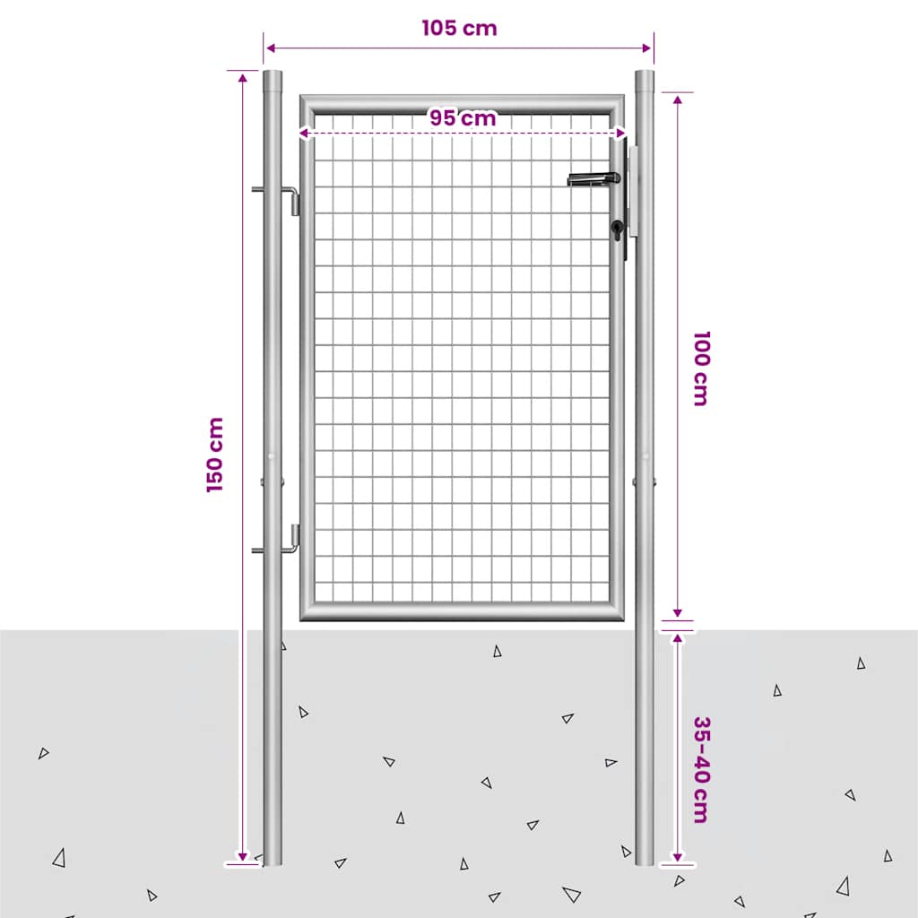 Garden Gate Galvanised Steel 105x100 cm Silver
