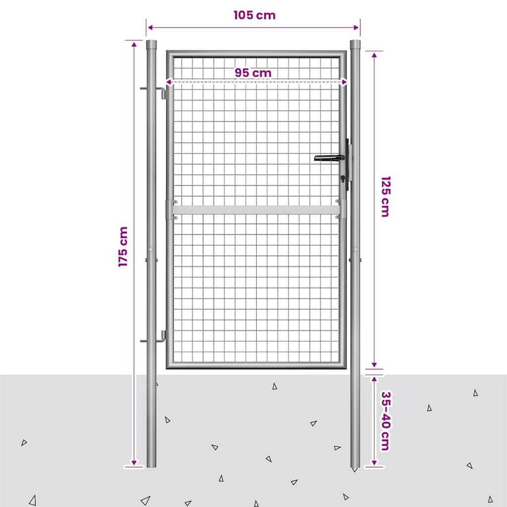 Garden Gate Galvanised Steel 105x125 cm Silver