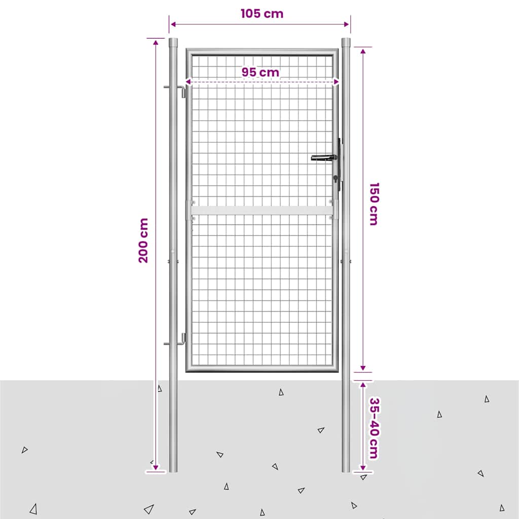 Garden Gate Galvanised Steel 105x150 cm Silver