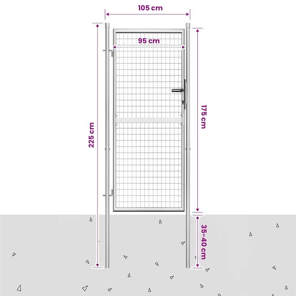 Garden Gate Galvanised Steel 105x175 cm Silver