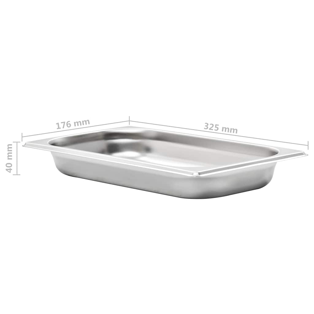 50893 vidaXL Gastronorm Containers 12 pcs GN 1/3 40 mm Stainless Steel