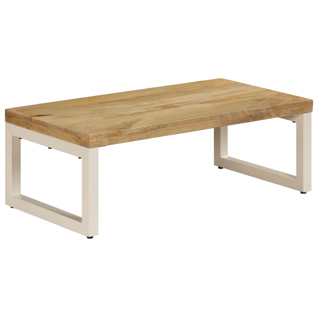 Coffee Table Natural wood and white steel Solid mango wood and steel