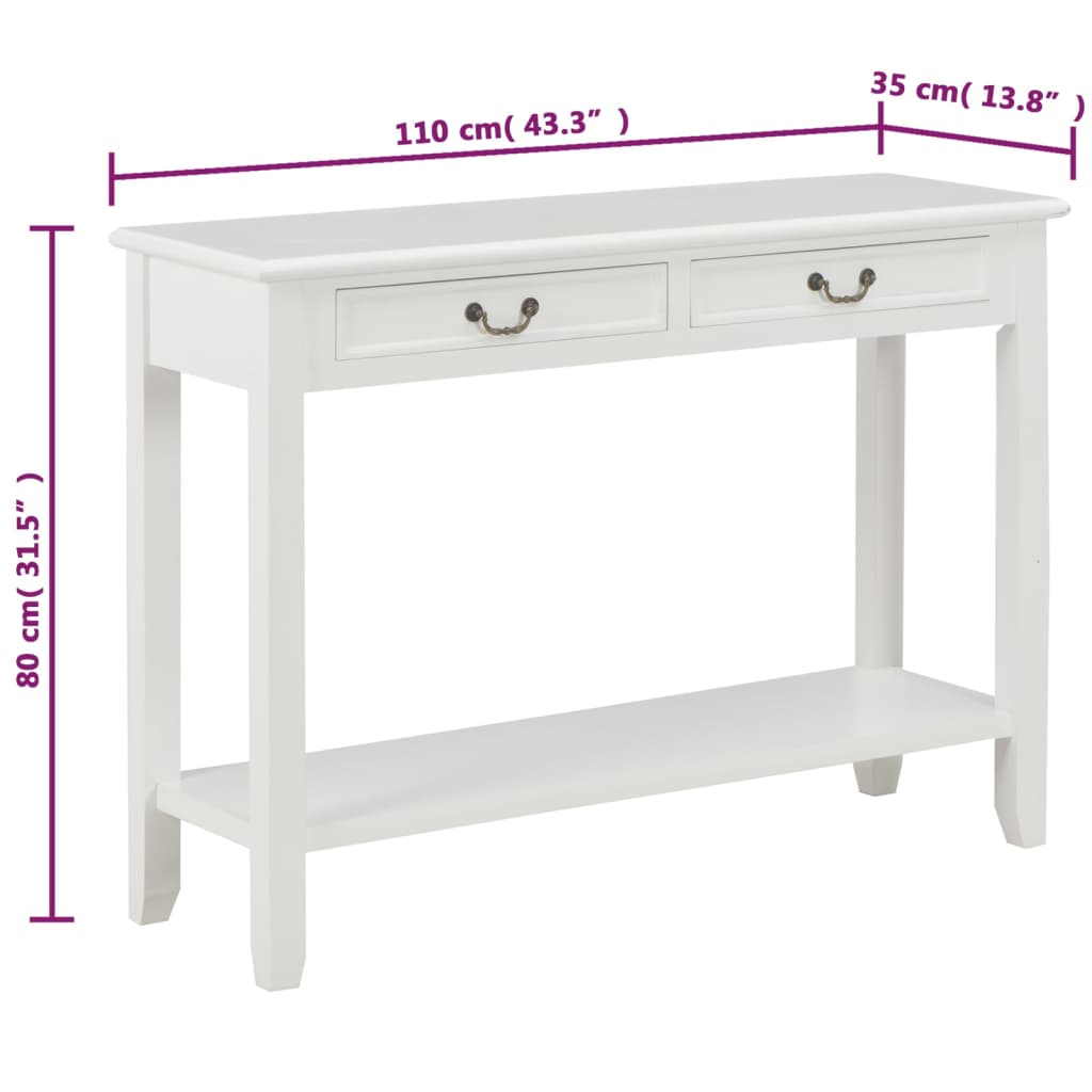 Console Table | White | MDF | 110 x 35 x 80 cm | Console Table