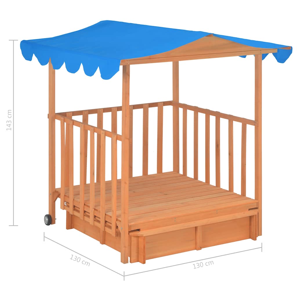 Playhouse With Sandbox | Natural with blue roof | Fir wood | Medium