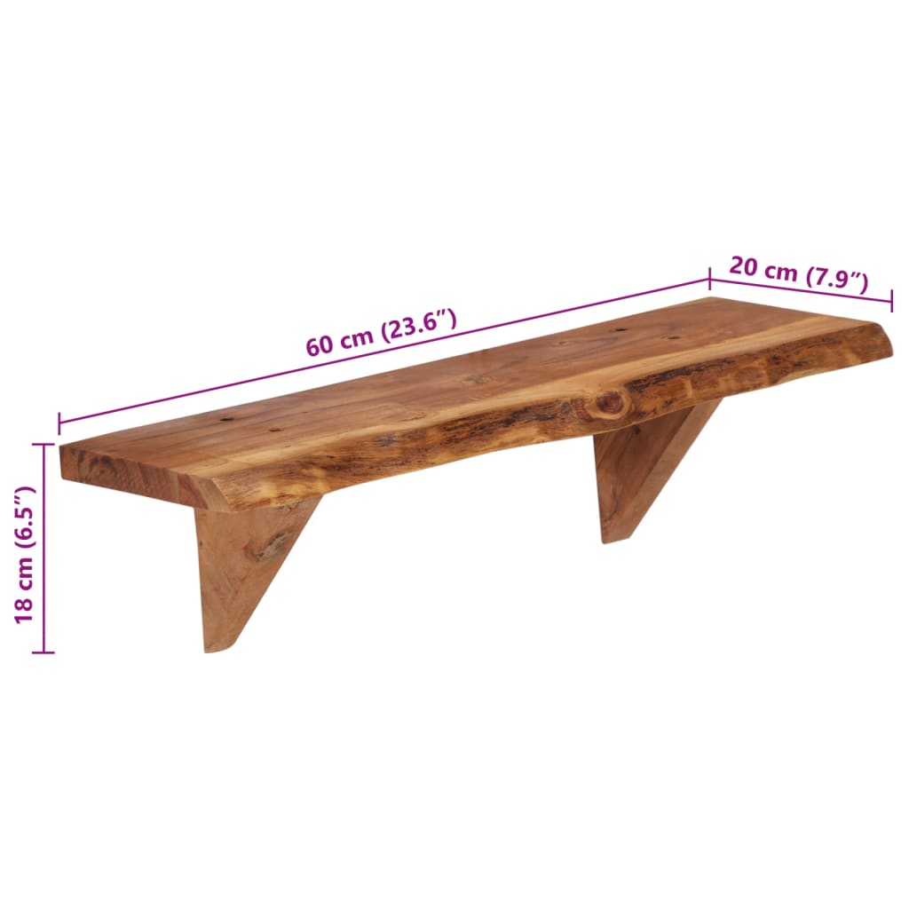 Wall Shelf | Set of 2 | Natural wood | Solid acacia wood | Medium