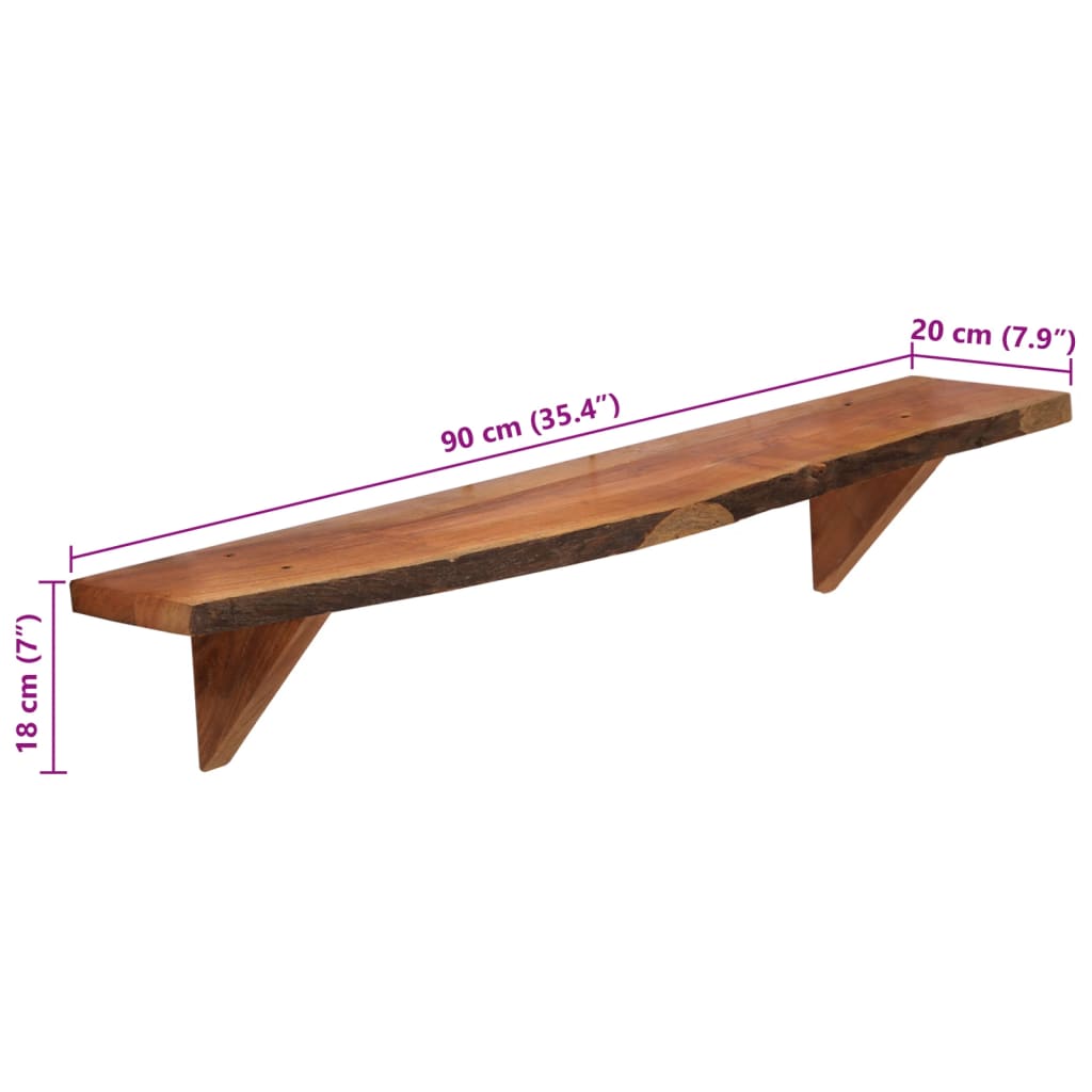 Wall Shelf | Set of 2 | Varied wood grain | Solid Acacia Wood | Medium