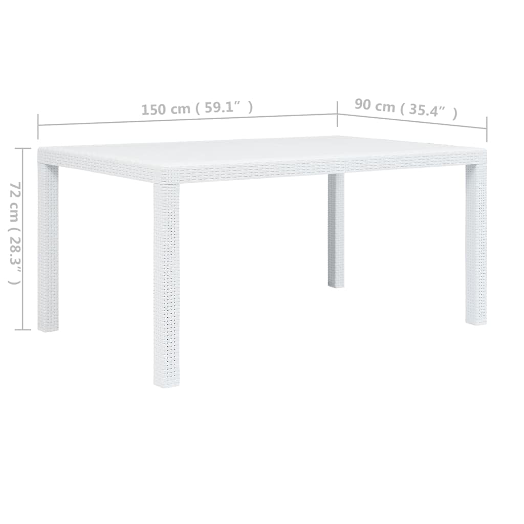 Garden Table | White | Plastic | 150x90x72 cm | Durable | Garden Table