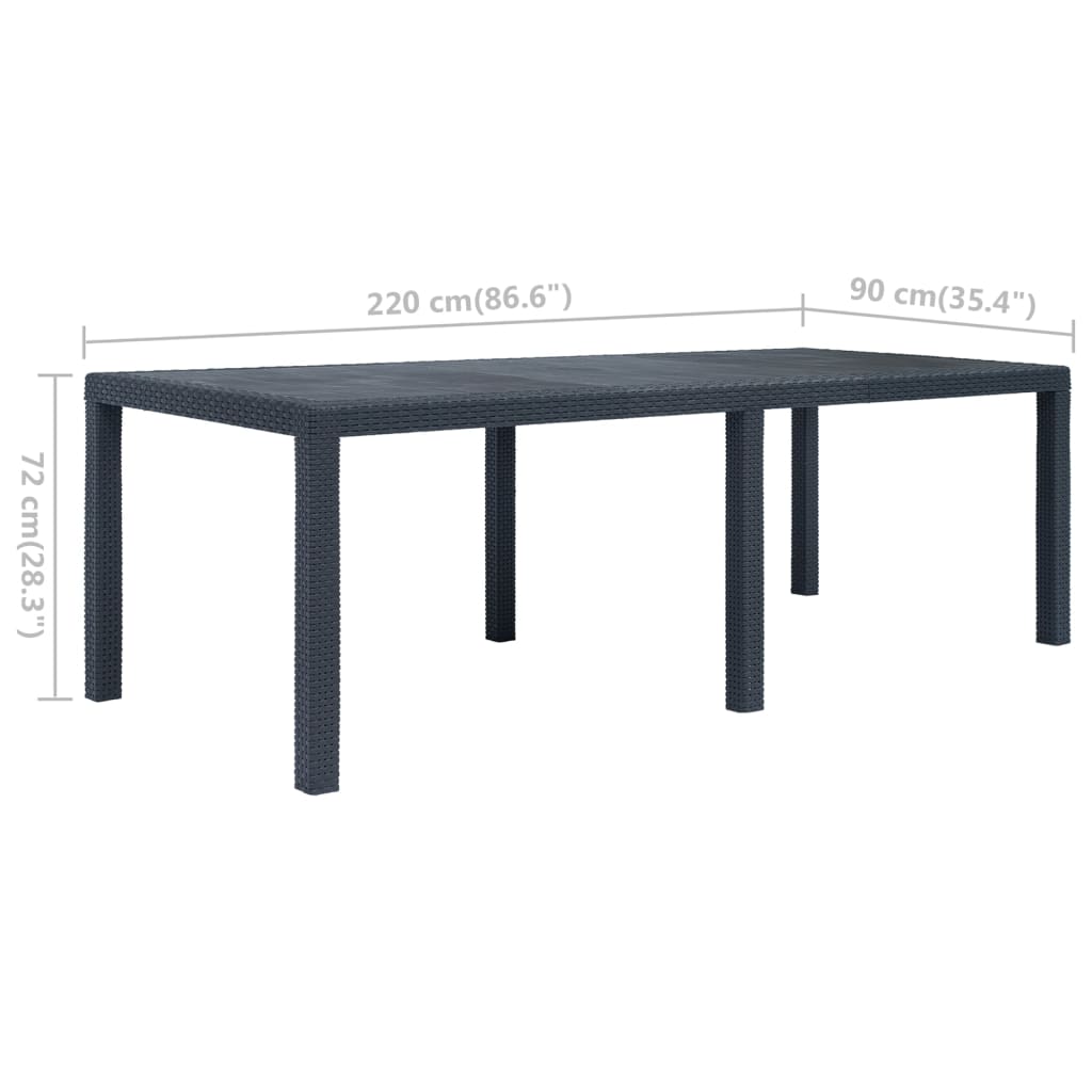 Garden Table | Anthracite | Plastic | Large | Durable | Garden Table