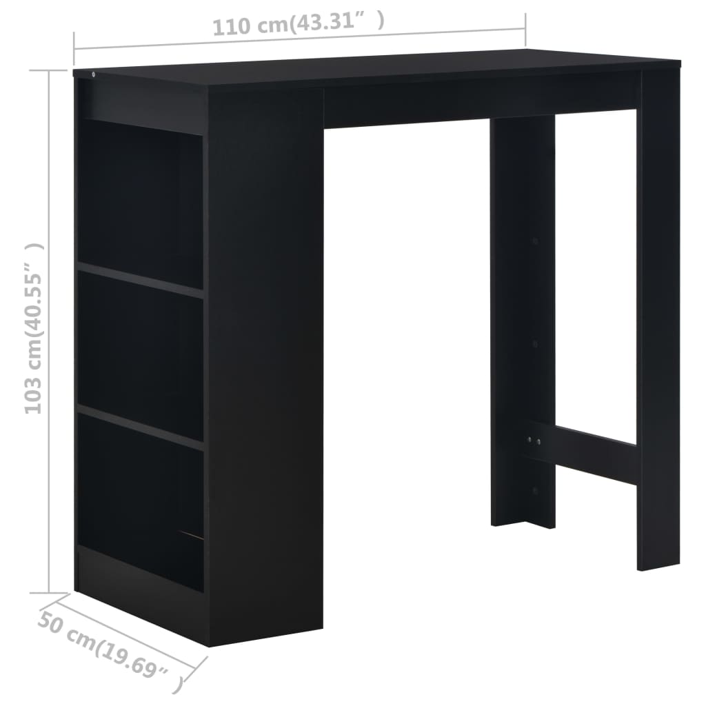 Bar Table | Black | Engineered wood | 110 cm x 50 cm x 103 cm | Bar Table