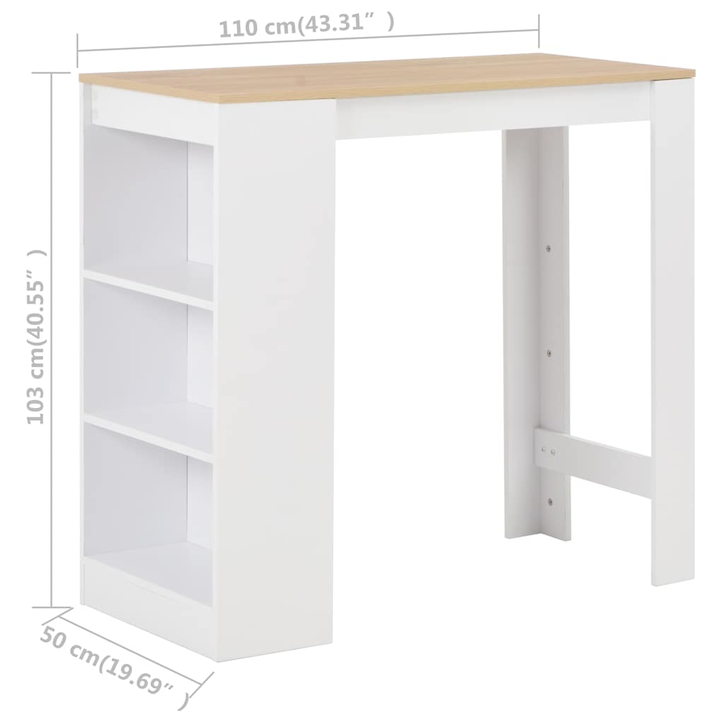 Bar Table | White with natural top | Engineered wood | Standard