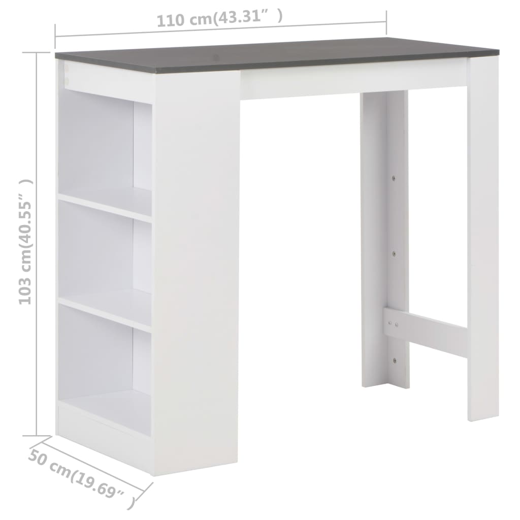 Bar Table | White with grey top | Engineered wood | Medium | Bar Table