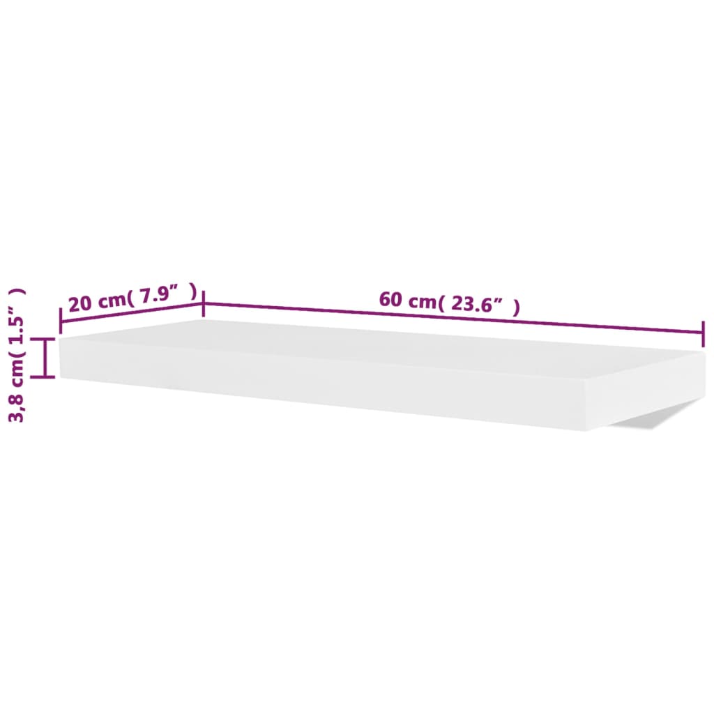 Wall Rack | Set of 4 | White | MDF with matte finish | 60 cm
