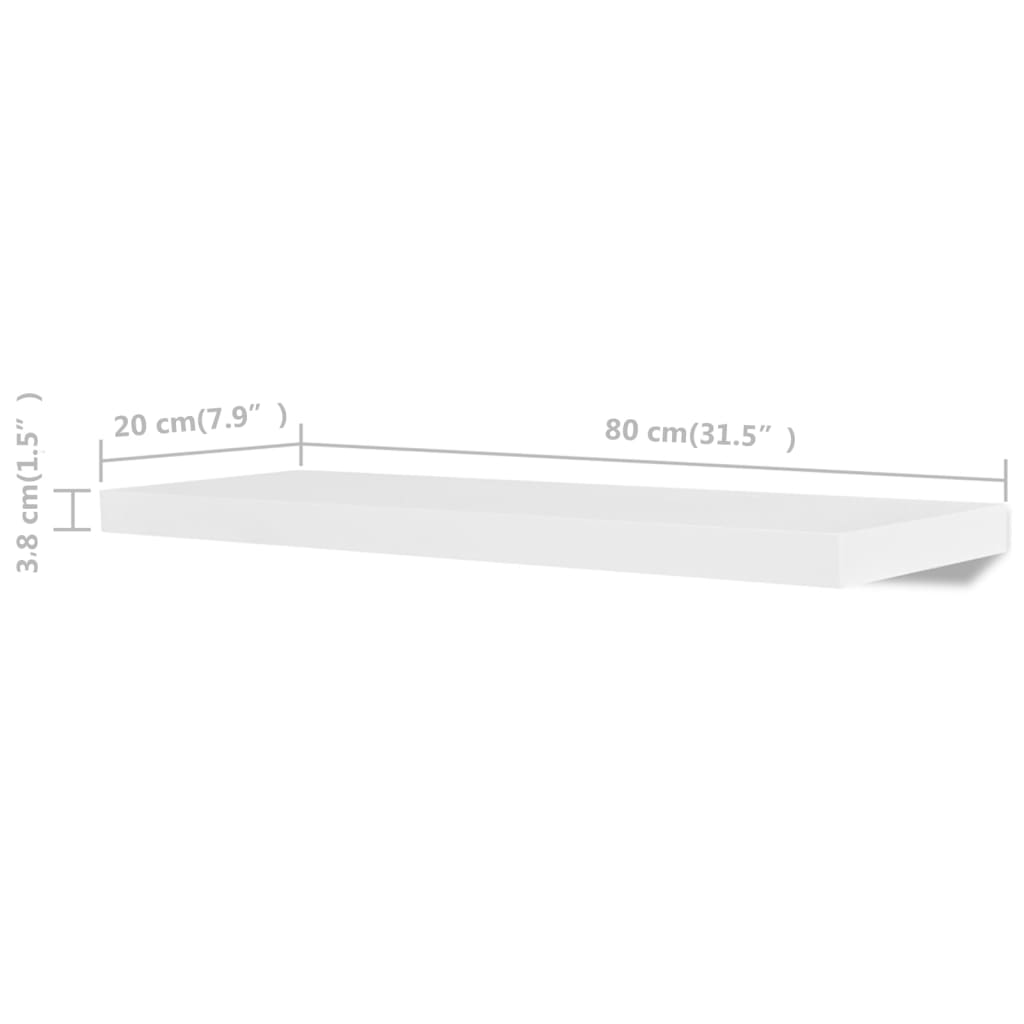 Wall Rack | Set of 4 | White | MDF | 80 cm wide | Wall mounting