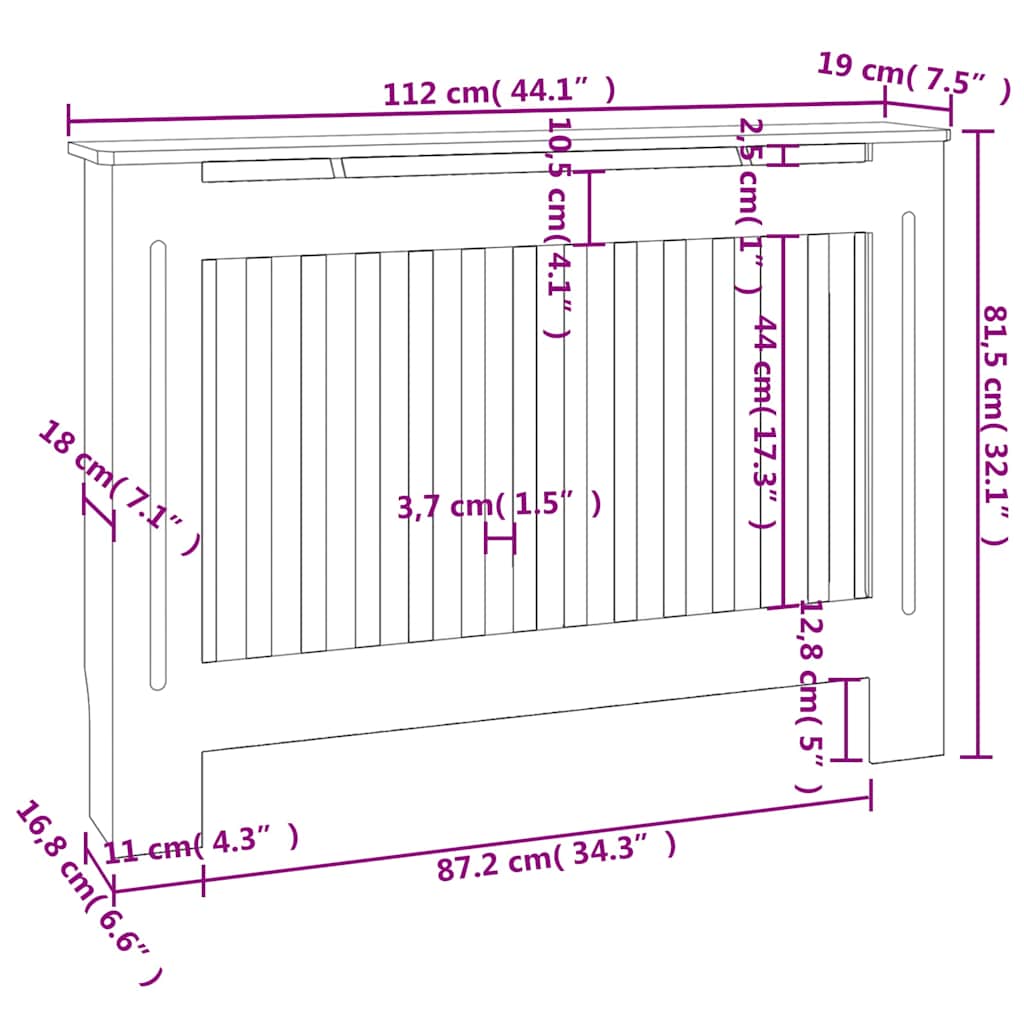 Radiator Covers 2 pcs White 112 cm Engineered Wood