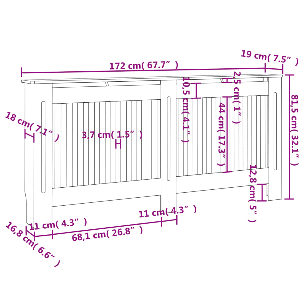 vidaXL Radiator Covers 2 pcs White Engineered Wood 67.7"