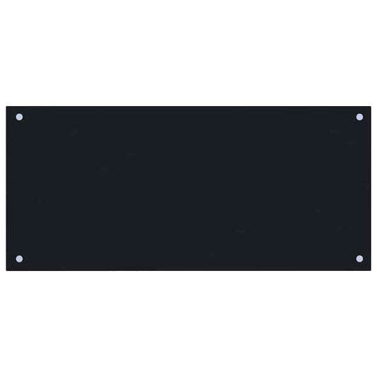 Kitchen Backsplash Black 35.4"x15.7" Tempered Glass